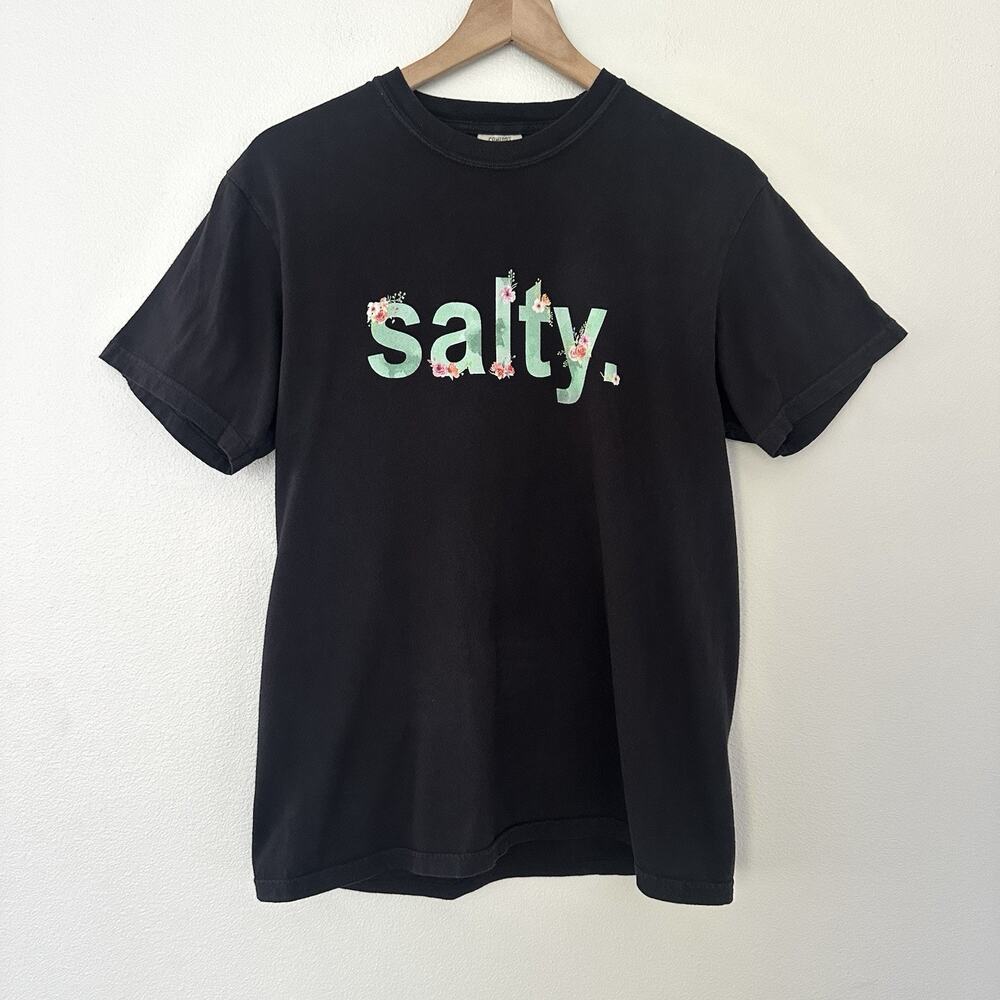 "Salty." Comfort Colors 100% cotton T-shirt Black M Tropical Conscious Veg